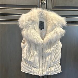 Guess Ivory Faux Fur Vest